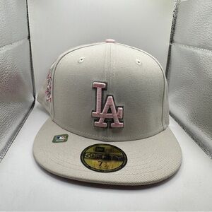 New Era LA Cap in Cream and Pink